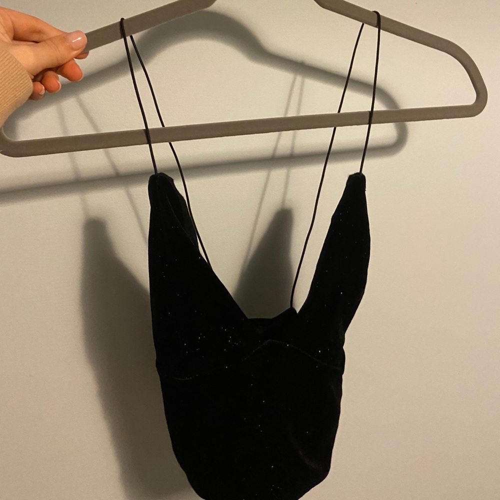 Urban Outfitters Black Rainbow Sparkle Crop Top